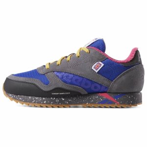 Reebok CL LEATHER RIPPLE MU Turnschuhe Kinder - Grau/Blau/Rot - DE 158-NFK